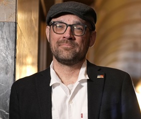 Former Detroit Free Press copy and editorial page editor Dan Austin inside the lobby of the Fischer Building in Detroit on Thursday, March 12, 2026. Austin is starting a foundation, The Austin Past & Future Fund, to help continue a love for historic preservation of Detroit buildings.